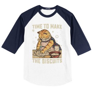 Time To Make The Biscuits Cats Baking Pastry Chef Lover Meaningful Gift Baseball Sleeve Shirt