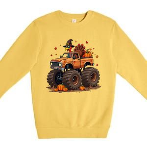 Thanksgiving Turkey Monster Truck Gift Premium Crewneck Sweatshirt