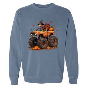 Thanksgiving Turkey Monster Truck Gift Garment-Dyed Sweatshirt