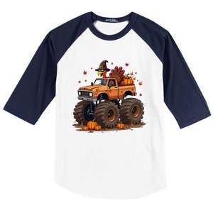 Thanksgiving Turkey Monster Truck Gift Baseball Sleeve Shirt