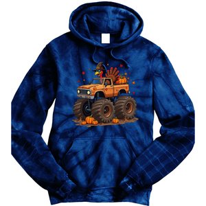 Thanksgiving Turkey Monster Truck Gift Tie Dye Hoodie