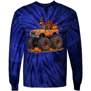 Thanksgiving Turkey Monster Truck Gift Tie-Dye Long Sleeve Shirt