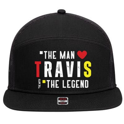 Travis The Man The Legend The Myth 7 Panel Mesh Trucker Snapback Hat