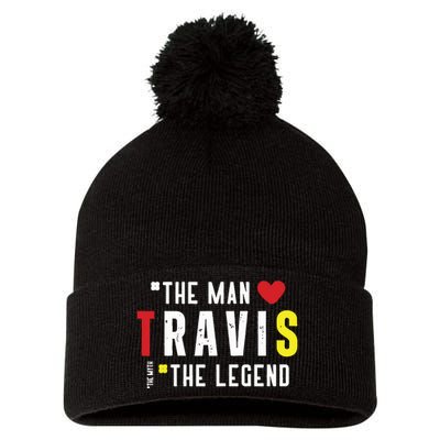 Travis The Man The Legend The Myth Pom Pom 12in Knit Beanie