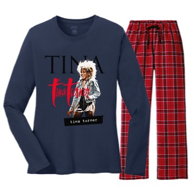 Tina Turner Multi Logo Photo Women's Long Sleeve Flannel Pajama Set 