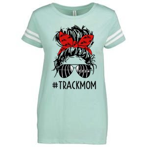 #Trackmom Track Mom Messy Bun Marathon Running Mother's Day Gift Enza Ladies Jersey Football T-Shirt