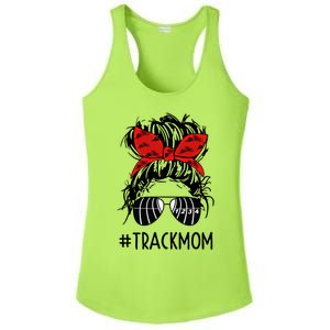 #Trackmom Track Mom Messy Bun Marathon Running Mother's Day Gift Ladies PosiCharge Competitor Racerback Tank