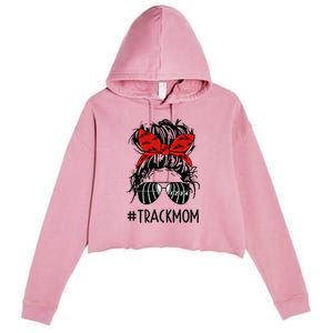 #Trackmom Track Mom Messy Bun Marathon Running Mother's Day Gift Crop Fleece Hoodie