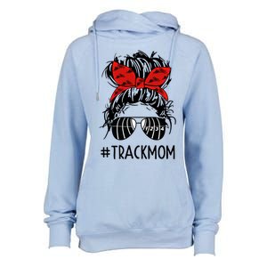 #Trackmom Track Mom Messy Bun Marathon Running Mother's Day Gift Womens Funnel Neck Pullover Hood