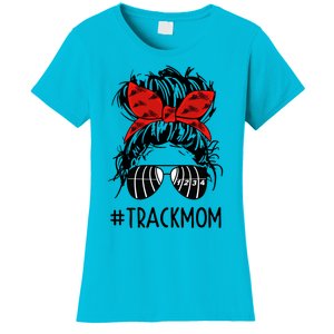 #Trackmom Track Mom Messy Bun Marathon Running Mother's Day Gift Women's T-Shirt