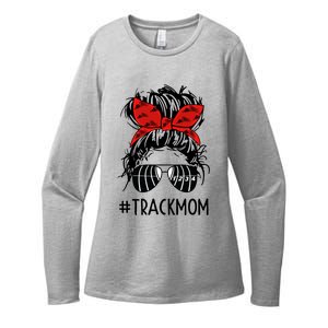 #Trackmom Track Mom Messy Bun Marathon Running Mother's Day Gift Womens CVC Long Sleeve Shirt