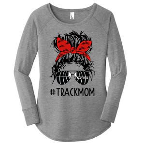 #Trackmom Track Mom Messy Bun Marathon Running Mother's Day Gift Women's Perfect Tri Tunic Long Sleeve Shirt