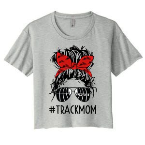 #Trackmom Track Mom Messy Bun Marathon Running Mother's Day Gift Women's Crop Top Tee