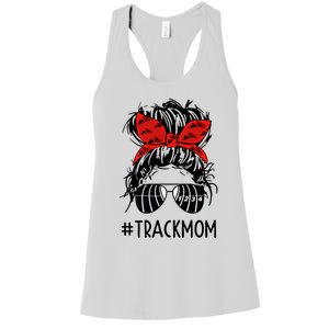 #Trackmom Track Mom Messy Bun Marathon Running Mother's Day Gift Women's Racerback Tank