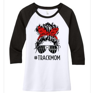 #Trackmom Track Mom Messy Bun Marathon Running Mother's Day Gift Women's Tri-Blend 3/4-Sleeve Raglan Shirt