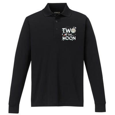 Two The Moon 2nd Birthday Gift For 2 Year Old Performance Long Sleeve Polo