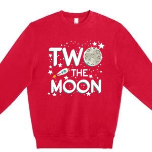 Two The Moon 2nd Birthday Gift For 2 Year Old Premium Crewneck Sweatshirt