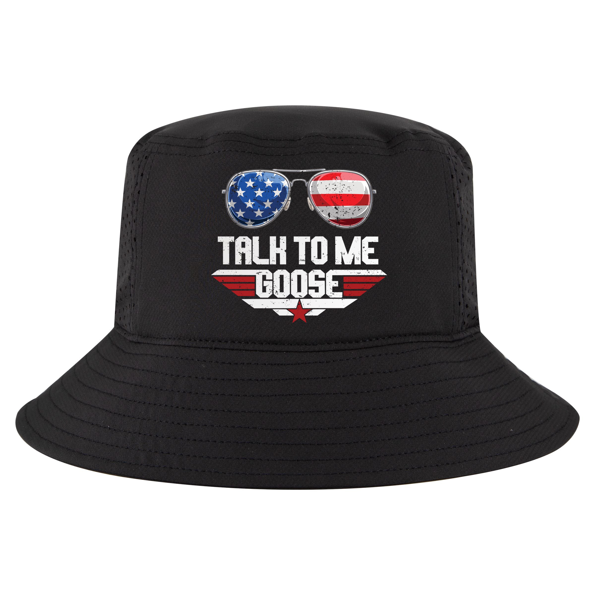 Talk To Me Goose American Flag Glasses Cool Comfort Performance Bucket Hat