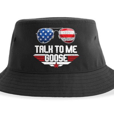Talk To Me Goose American Flag Glasses Sustainable Bucket Hat