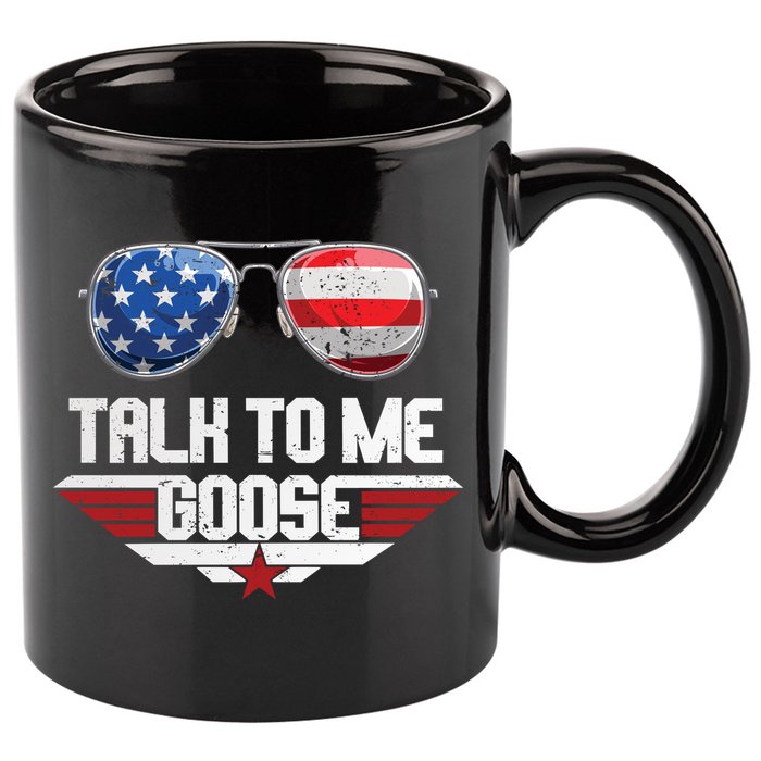Talk To Me Goose American Flag Glasses 11oz C Handle Ceramic Mug