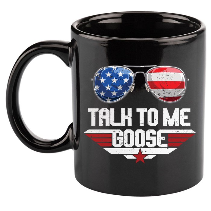 Talk To Me Goose American Flag Glasses 11oz C Handle Ceramic Mug