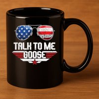 Talk To Me Goose American Flag Glasses 11oz C Handle Ceramic Mug