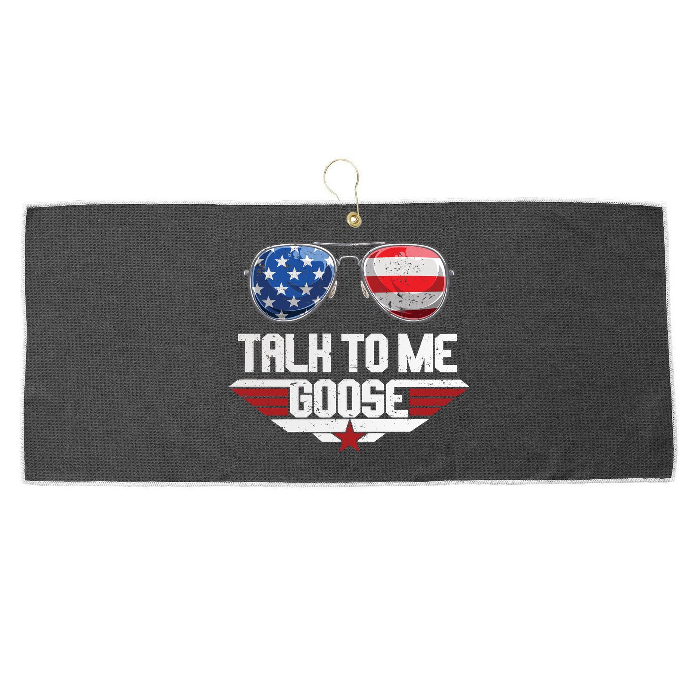 Talk To Me Goose American Flag Glasses Large Microfiber Waffle Golf Towel