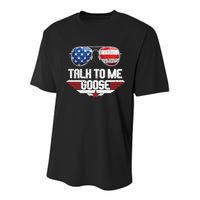 Talk To Me Goose American Flag Glasses Youth Performance Sprint T-Shirt