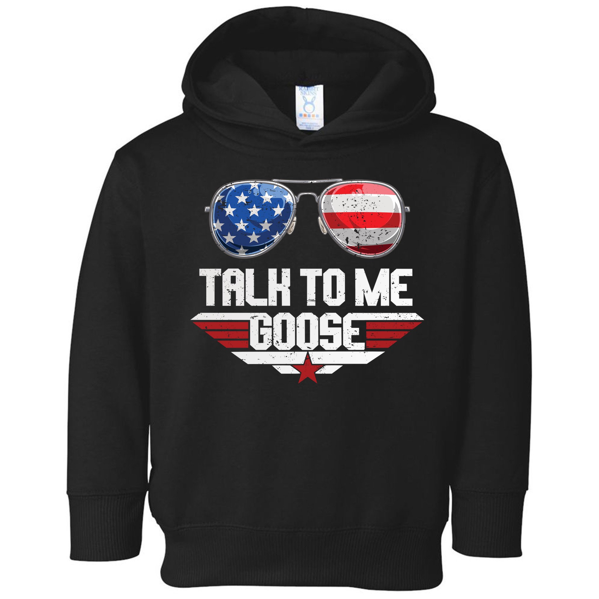 Talk To Me Goose American Flag Glasses Toddler Hoodie