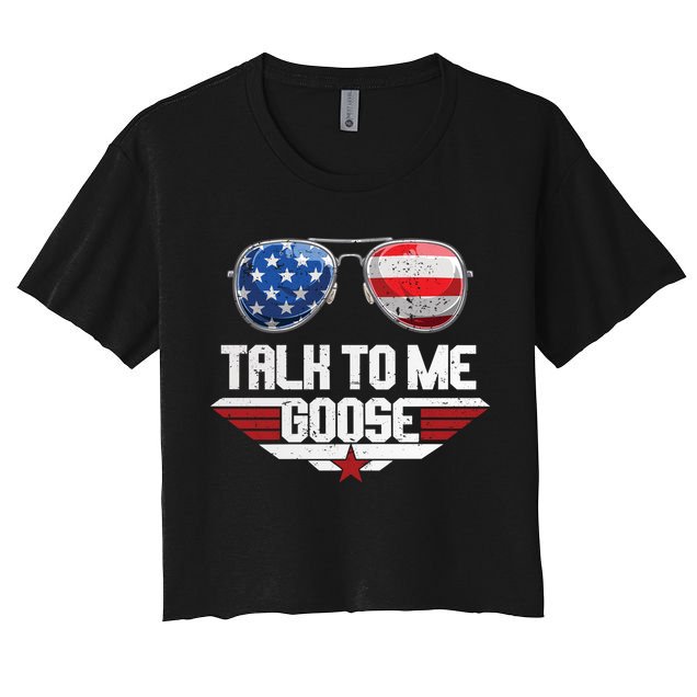 Talk To Me Goose American Flag Glasses Crop Top