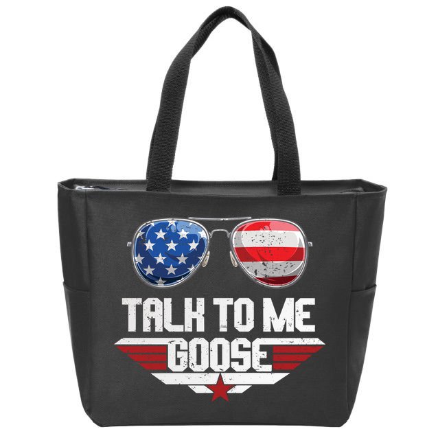 Talk To Me Goose American Flag Glasses Zip Tote Bag