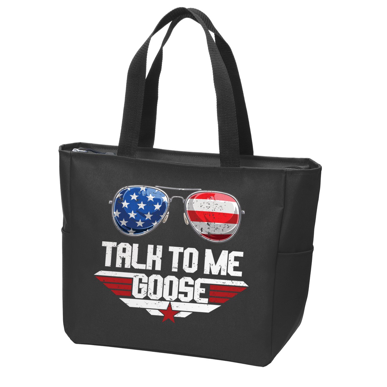 Talk To Me Goose American Flag Glasses Zip Tote Bag