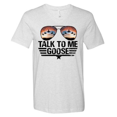 Talk To Me Goose Jet Fighter Sunglasses V-Neck T-Shirt