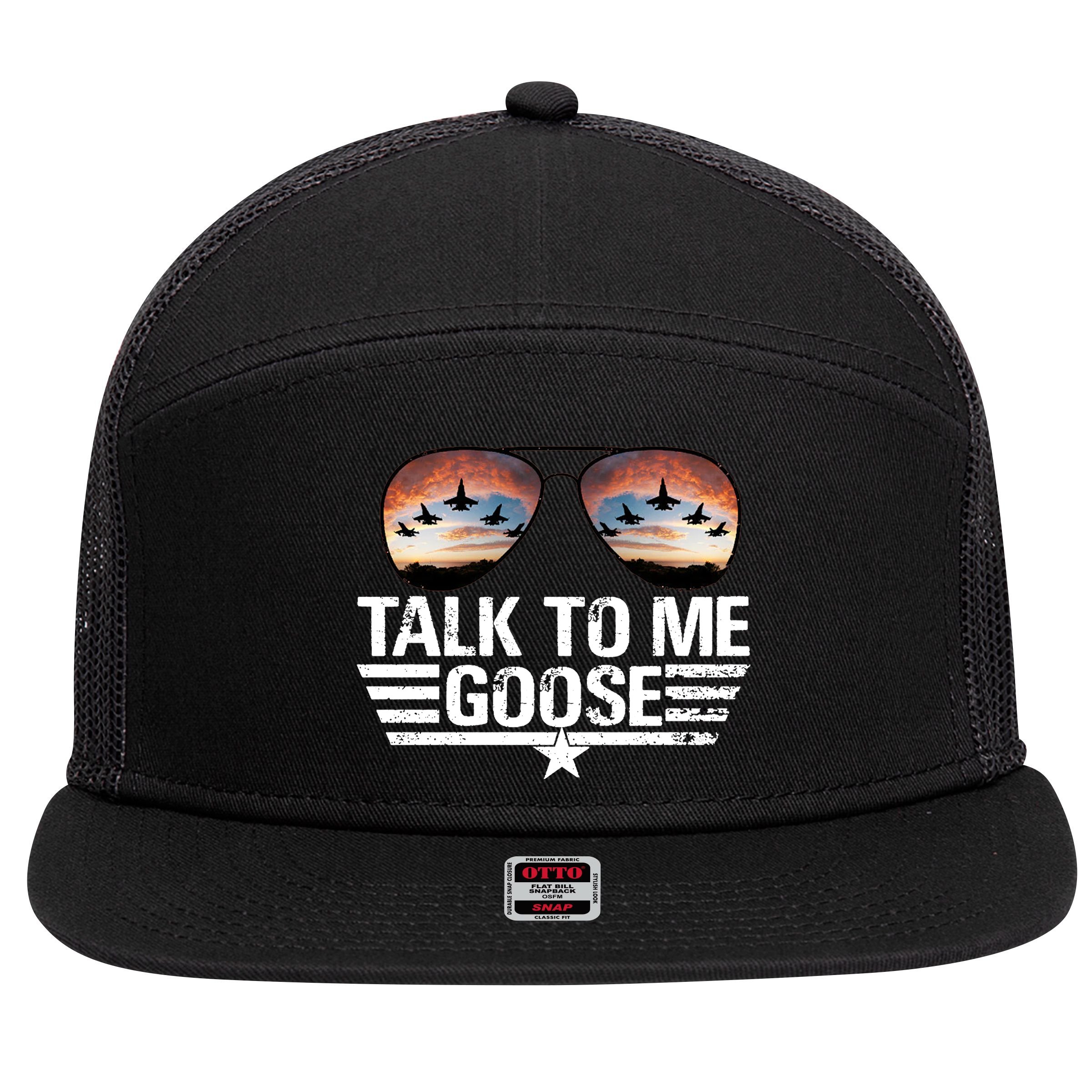 Talk To Me Goose Jet Fighter Sunglasses 7 Panel Mesh Trucker Snapback Hat