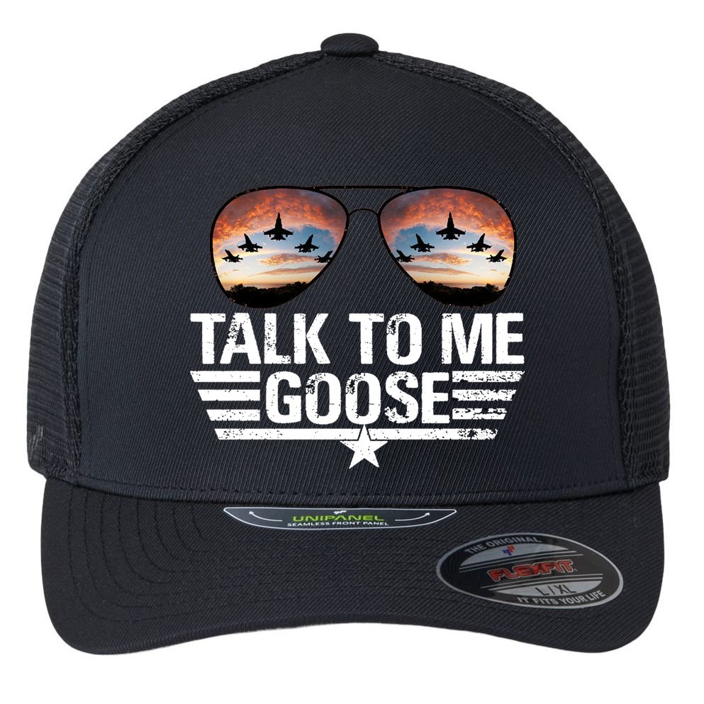 Talk To Me Goose Jet Fighter Sunglasses Flexfit Unipanel Trucker Cap