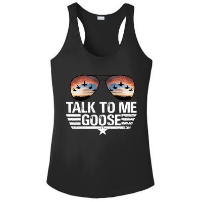 Talk To Me Goose Jet Fighter Sunglasses Ladies PosiCharge Competitor Racerback Tank