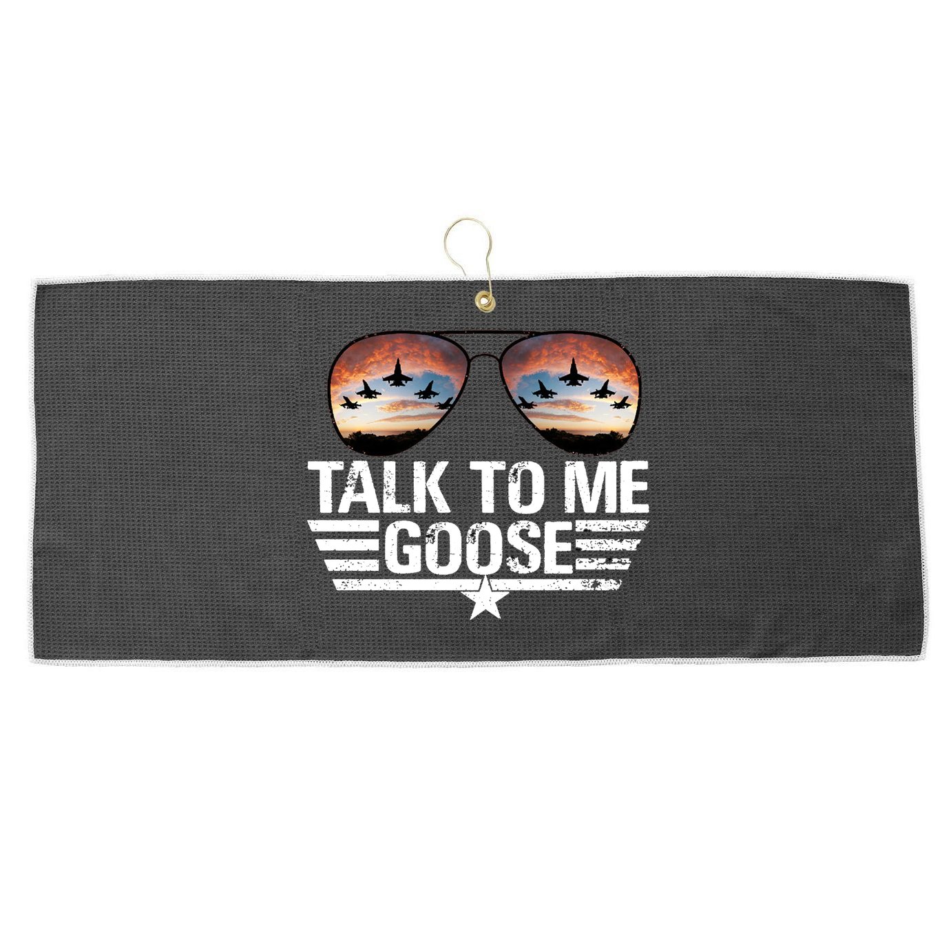 Talk To Me Goose Jet Fighter Sunglasses Large Microfiber Waffle Golf Towel