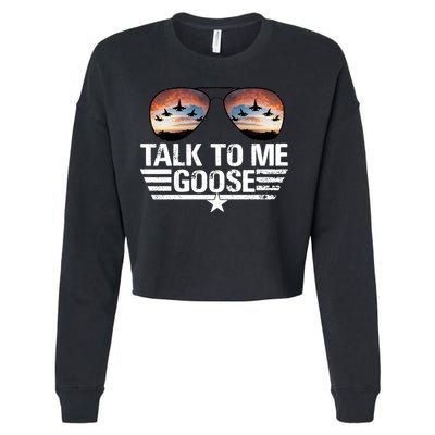 Talk To Me Goose Jet Fighter Sunglasses Cropped Pullover Crew
