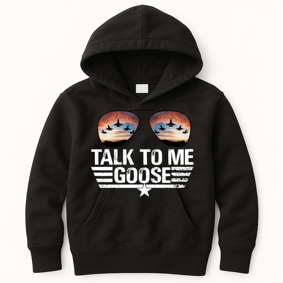 Talk To Me Goose Jet Fighter Sunglasses Kids Hoodie