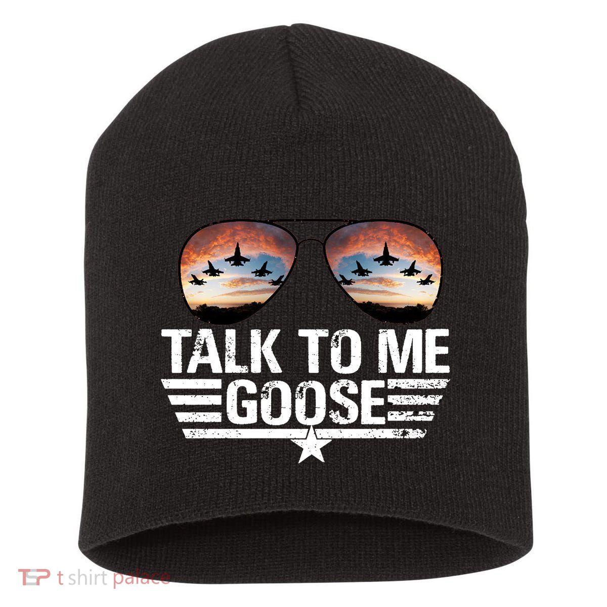 Talk To Me Goose Jet Fighter Sunglasses Short Acrylic Beanie