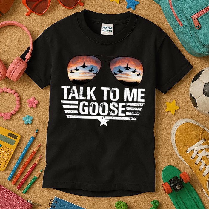 Talk To Me Goose Jet Fighter Sunglasses Kids T-Shirt