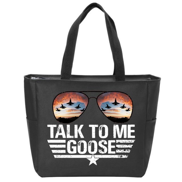 Talk To Me Goose Jet Fighter Sunglasses Zip Tote Bag