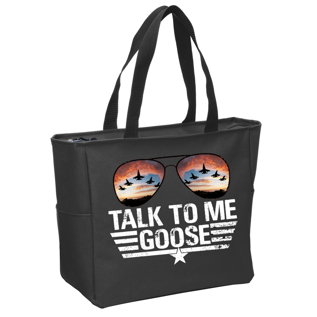 Talk To Me Goose Jet Fighter Sunglasses Zip Tote Bag