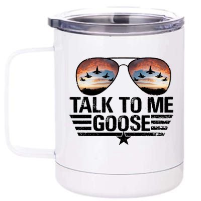 Talk To Me Goose Jet Fighter Sunglasses 12 oz Stainless Steel Tumbler Cup