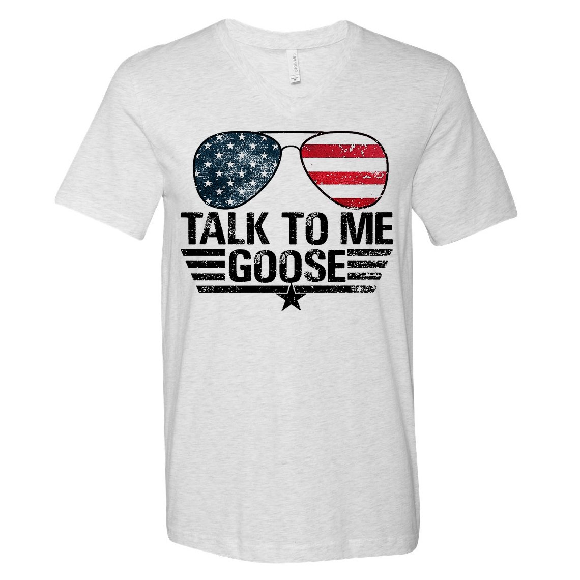 Talk To Me Goose USA Flag Sunglasses V-Neck T-Shirt