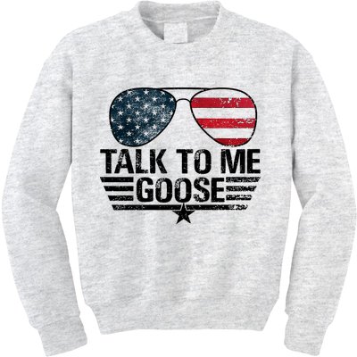 Talk To Me Goose USA Flag Sunglasses Kids Sweatshirt