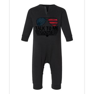 Talk To Me Goose USA Flag Sunglasses Infant Fleece One Piece