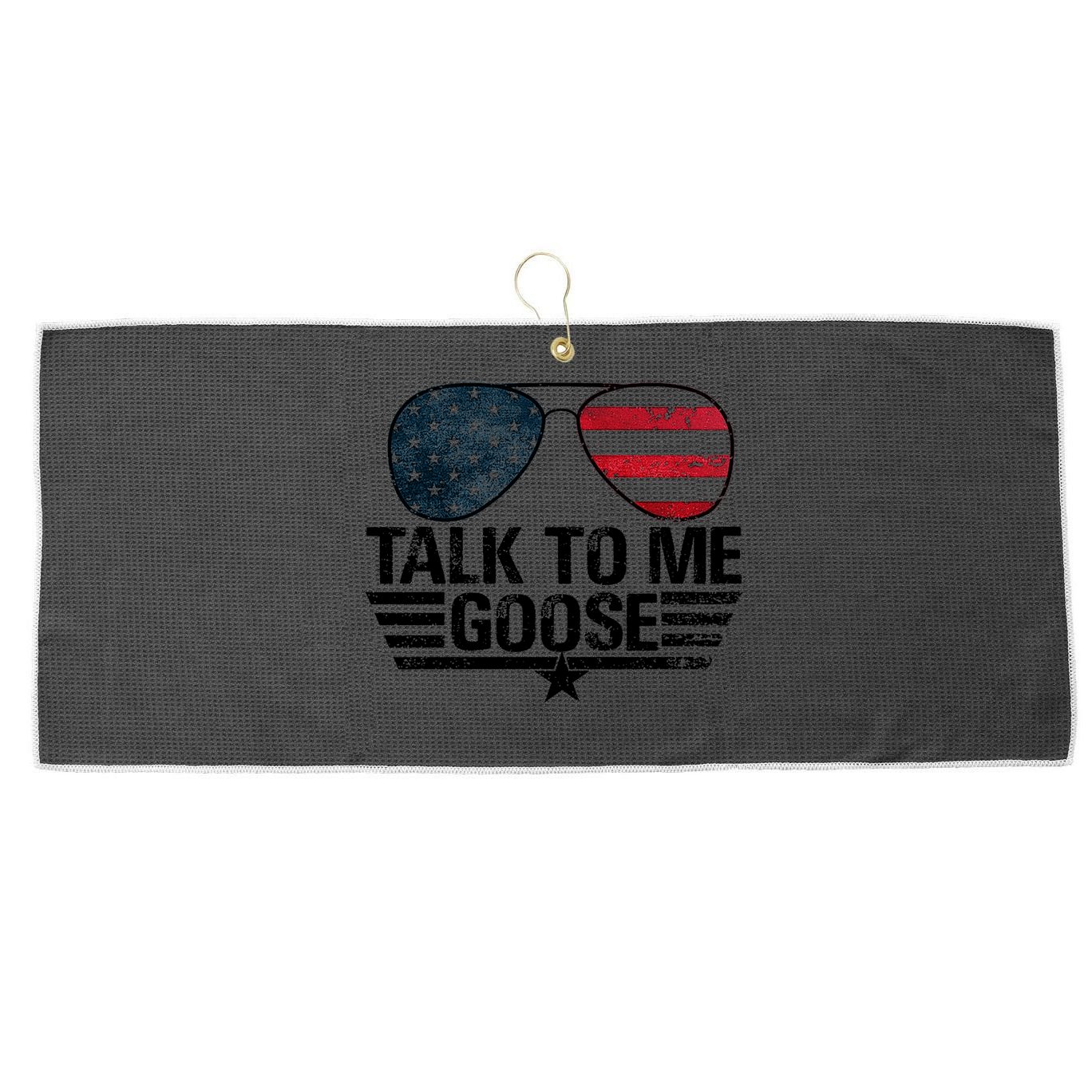 Talk To Me Goose USA Flag Sunglasses Large Microfiber Waffle Golf Towel