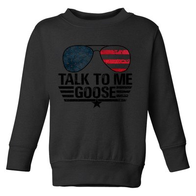 Talk To Me Goose USA Flag Sunglasses Toddler Sweatshirt