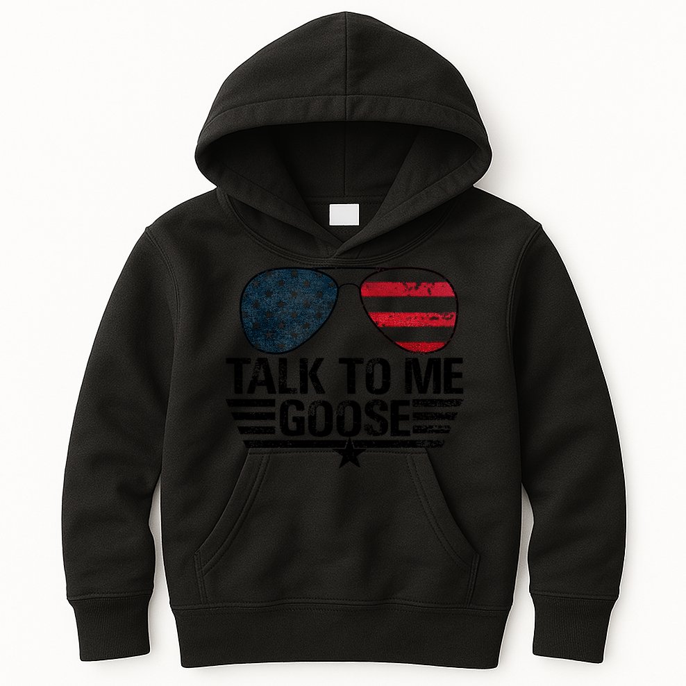 Talk To Me Goose USA Flag Sunglasses Kids Hoodie